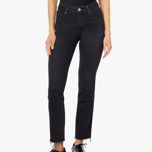 PAIGE Black Straight Leg Denim Jeans